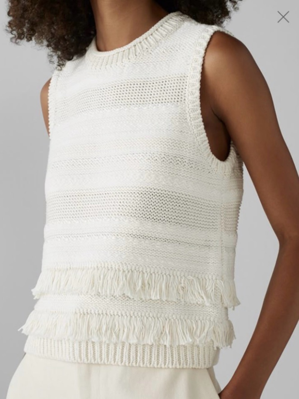 Club Monaco White Fringe Knit Tank Size S